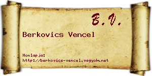 Berkovics Vencel névjegykártya